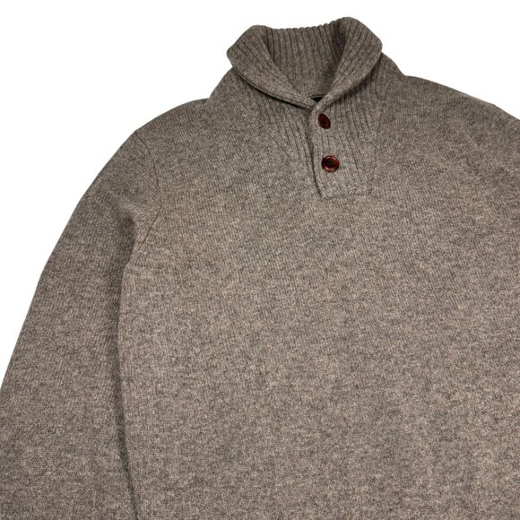 J. Crew 100% Lambswool Sweater Sz M Shawl Collar Light Brown Dad Academia Preppy - Picture 4 of 12